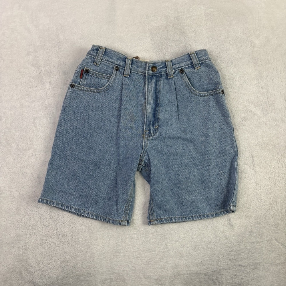 VTG Bugle Boy Baggy Pleated Shorts Blue Jeans Jorts Boys Size 7 Regular Waist